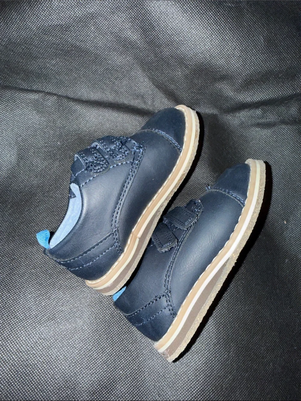 Cat & Jack Navy Blue Toddler Boy Dress Shoes with Tan Trim Size 6